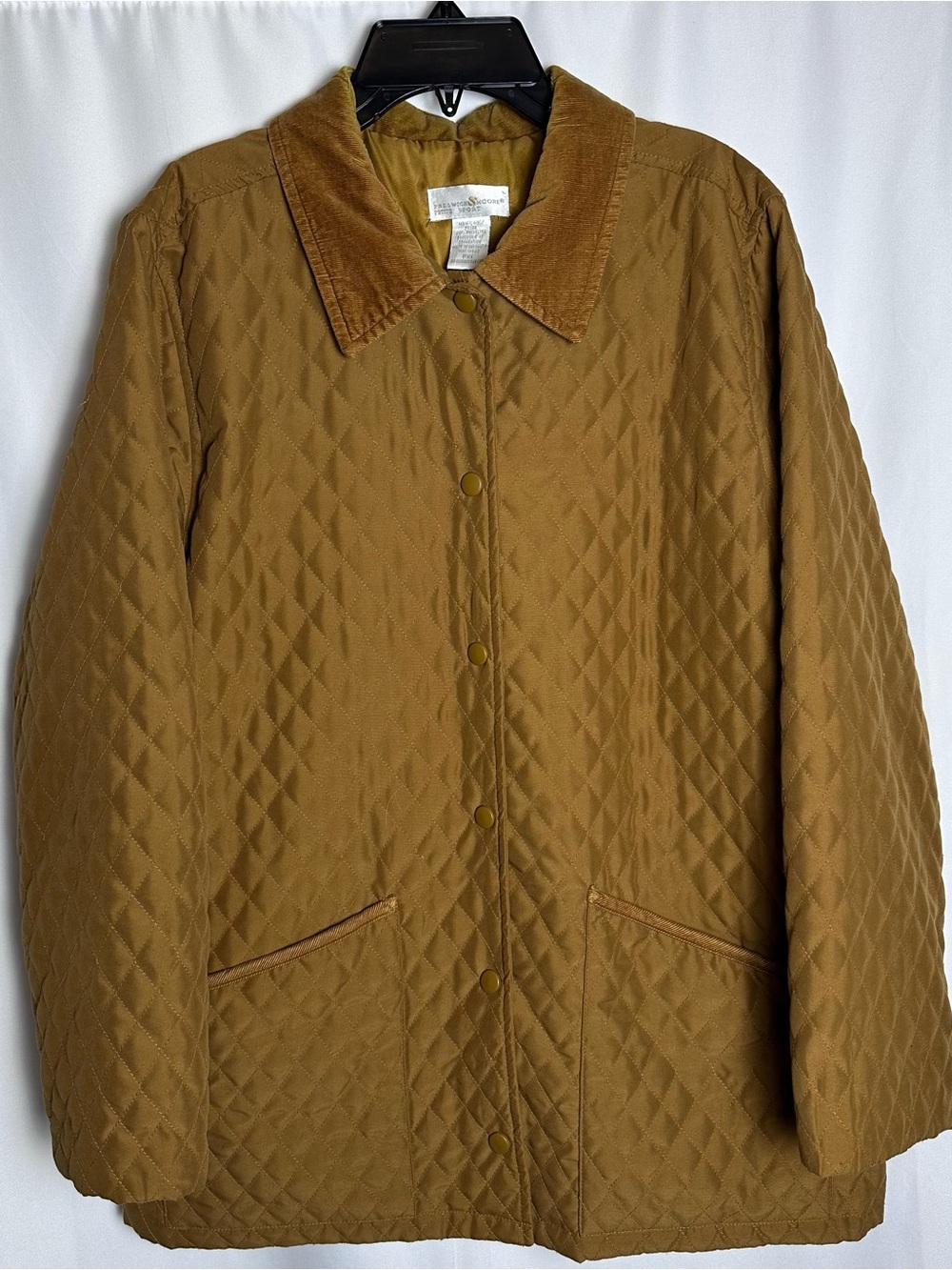 Preswick & Moore Petite Sport Quilted Jacket Corduroy Collar Brown